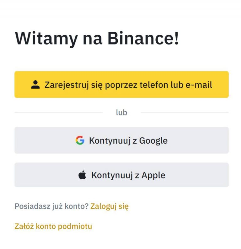 rejestracja na binance