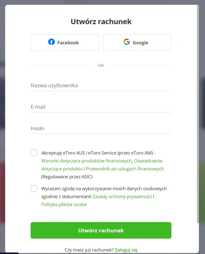 zakładanie konta na etoro