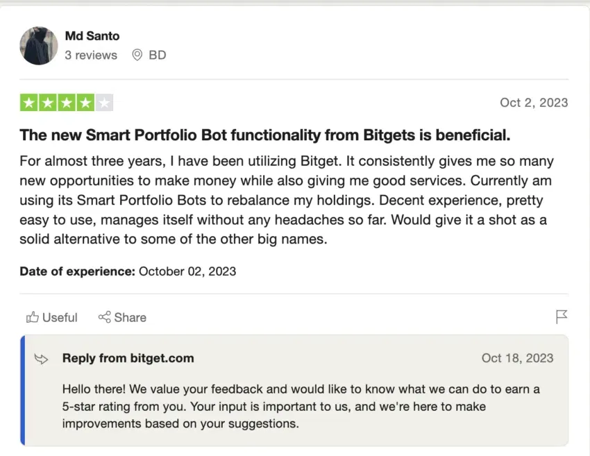 Recenzja bota: Trustpilot