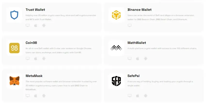 Portfele BNB: BNB Chain