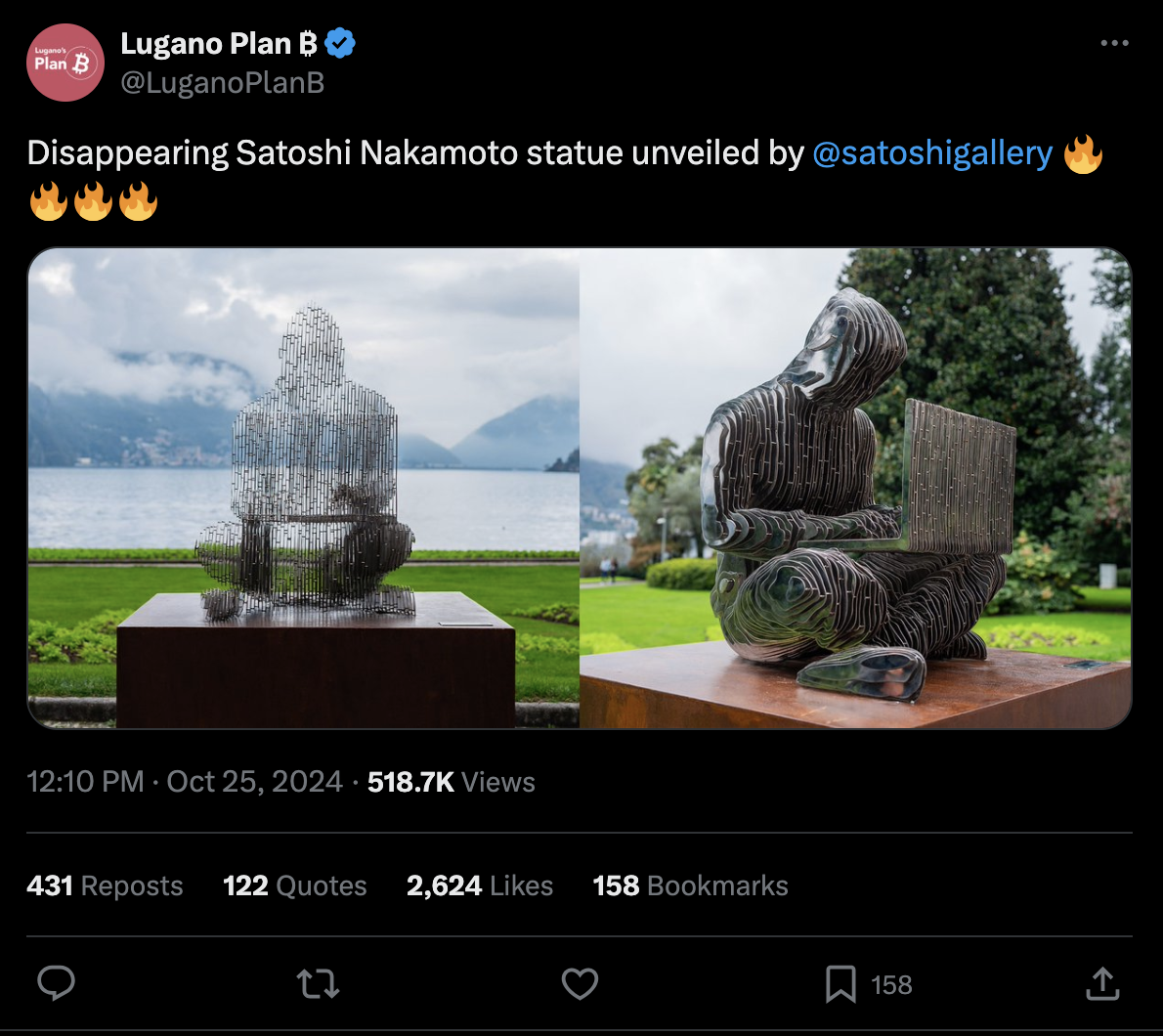 Nowy pomnik Satoshiego Nakamoto w Szwajcarii