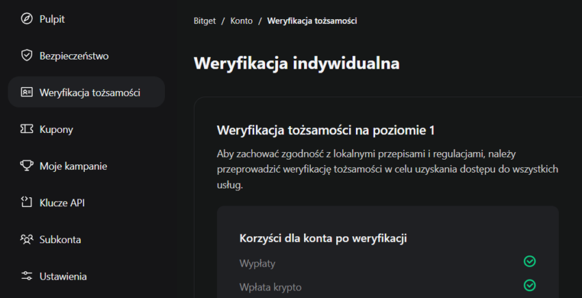 konto Bitget