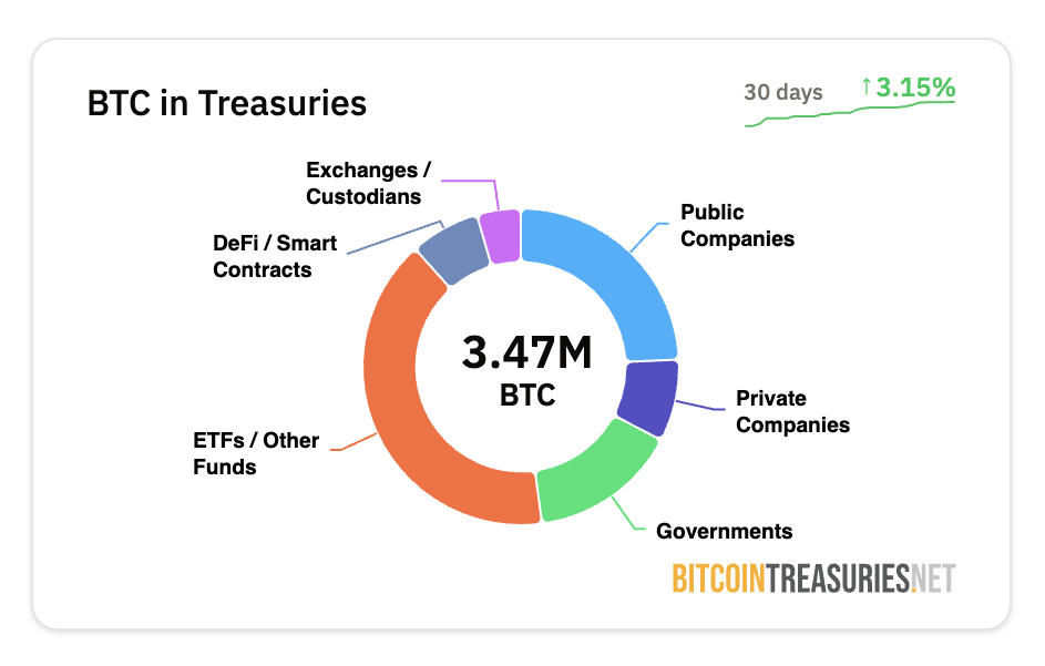 Zasoby Bitcoina firm. Źródło: Bitcoin Treasuries